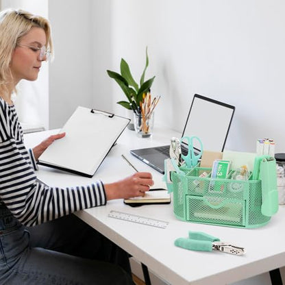 17 IN 1 Office Desk Organizer Set for Back to School Supplies Accessories - color: Green