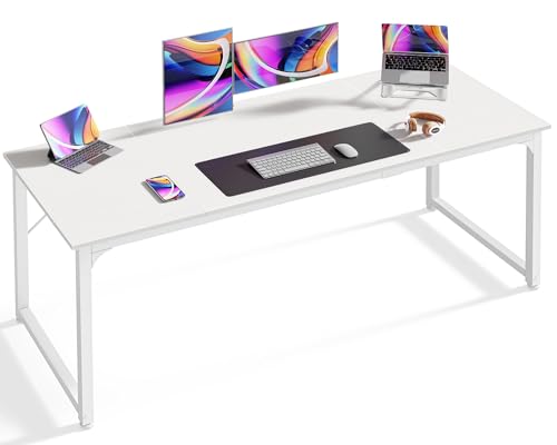 Huuger Computer Desk, 63 Inch Office Desk, Gaming Desk with Storage, Writing Desk Work Desk for Home Office, Study, Modern Simple Desk, Large Legroom, Metal Frame, White - color: White, size: 63inch