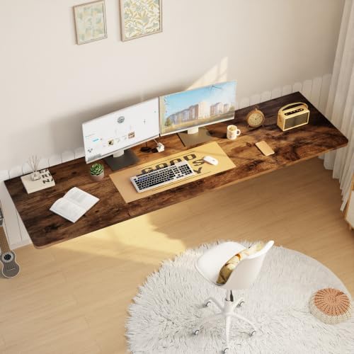 IAE Wall Mount Folding Desk,Floating Computer Desk for Small Spaces,Rustic | 72x22in engineered wood desktop with metal brackets, folds flat to save space in home office, apartment and laundry room - color: Rustic, size: 72"*22"