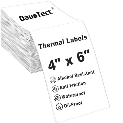 4x6 Thermal Labels, OausTect 100 FanFold Shipping Labels, White Perforated Printer Labels Stickers Compatible with Zebra, Rollo, Thermal Printer, Permanent Strong Adhesive, Business Grade - size: 100 Labels