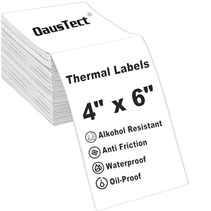4x6 Thermal Labels, OausTect 100 FanFold Shipping Labels, White Perforated Printer Labels Stickers Compatible with Zebra, Rollo, Thermal Printer, Permanent Strong Adhesive, Business Grade - size: 100 Labels
