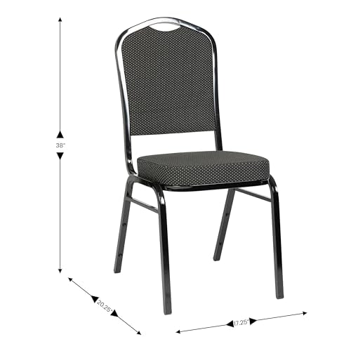 Flash Furniture Hercules Crown Back Stackable Banquet Chair, Black, 4-Pack | Black Frame, Fabric Upholstery - color: Black Dot Patterned Fabric/Black Frame, size: Set of 4