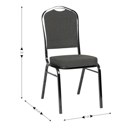 Flash Furniture Hercules Crown Back Stackable Banquet Chair, Black, 4-Pack | Black Frame, Fabric Upholstery - color: Black Dot Patterned Fabric/Black Frame, size: Set of 4