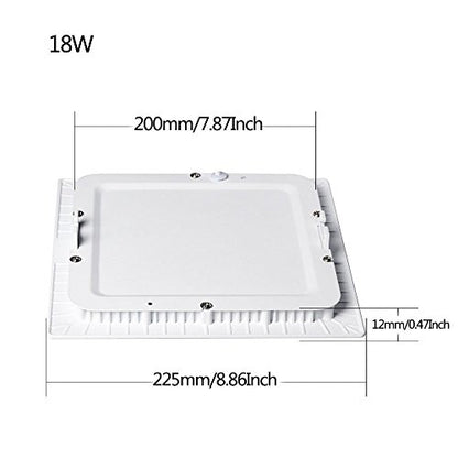 5 Pack 18W LED Panel Light Lamp, Square LED Recessed Downlight Panel Ceiling Lighting with LED Driver, AC85-265V, Hole Size 200MM (18W, Cool White) - color: Coolwhite, size: 18w