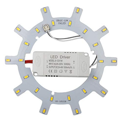 Led Ceiling Light Panel Fixtures 12w Ceiling Fan Retrofit Kit Circle Replacement Board Bulb 3500k 1-Pack(Warm White) - color: Warm White