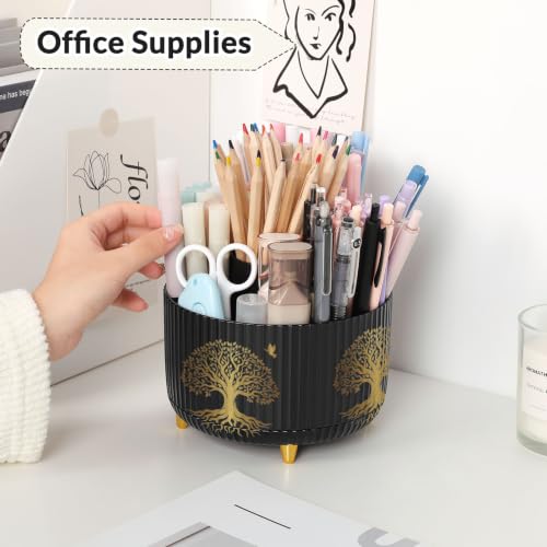 SKYDUE 360 Degree Rotating Pen Holder for Desk with 5 Slots,Tree of Life - color: Tree of Life_1Pack