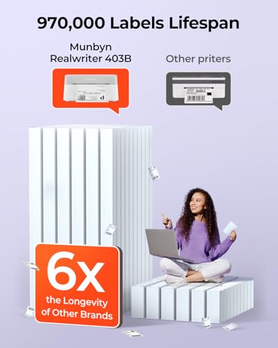 MUNBYN Bluetooth Thermal Label Printer, Wireless 4x6 Shipping Label Printer | Work for Small Business, Compatible with Android, iPhone, Windows, Mac, Chromebook, Print Width 1.57"-4.25" - color: Grey