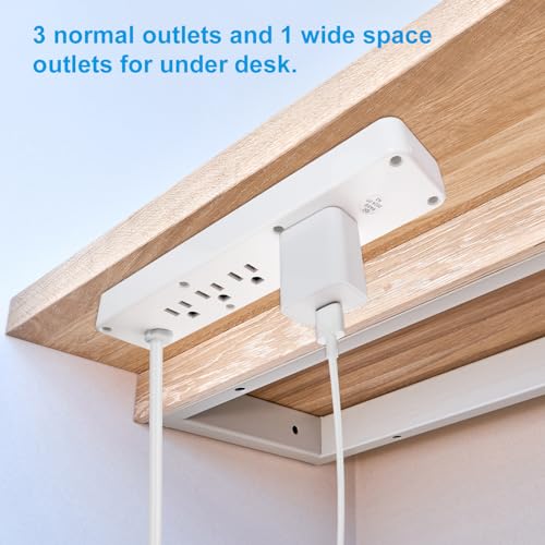 8 Outlets Dual Side USB C Recessed Power Strip Flush Mount Charging Station Built in Desk Multiple Power Socket for Furniture Cabinet Table Conference (White) - color: White