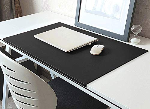 Desk Pad Office Writing Mat Pad with Edge Protection Waterproof PU Leather - color: Black, size: 15.8" x 35.4"