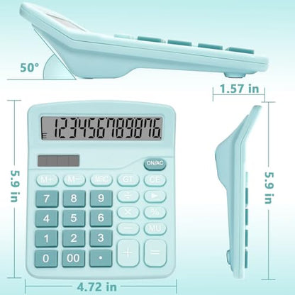 Cute Blue Desktop Calculator with Big Buttons, Dual Power Source | Solar and Battery, Large Display Screen - Perfect for Office, Teachers, and Students (Light Blue) - color: Light Blue