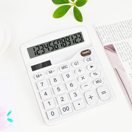 Desktop Calculator, White Calculator Big Buttons, 12-Digits - color: White