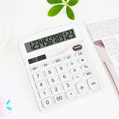 Desktop Calculator, White Calculator Big Buttons, 12-Digits - color: White