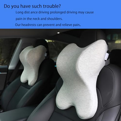 Car Neck Pillow for Driving Gaming Chair Headrest Pillow Office Chair Neck Pillow Ergonomic Design Double Straps Design Suitable for Different Heights - color: Light Grey