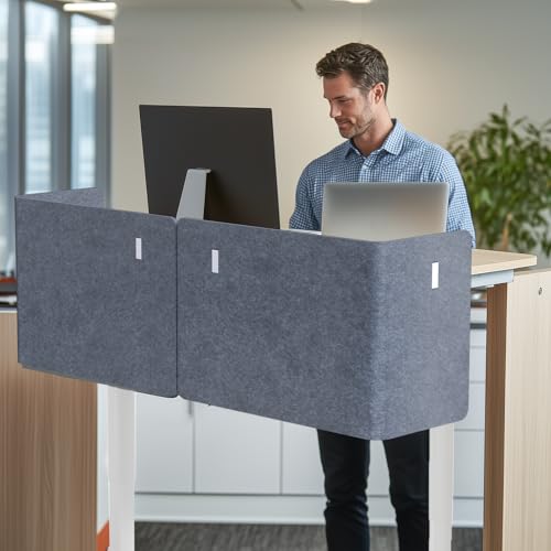 Desk Privacy Panel, 48" × 19" L-Shaped Cubicle Desk Divider, Gray - color: Grey, size: 47.2" × 18.7"