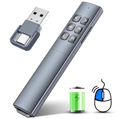 Presentation Clicker with Air Mouse, RF 2.4GHz PowerPoint Clicker for PPT