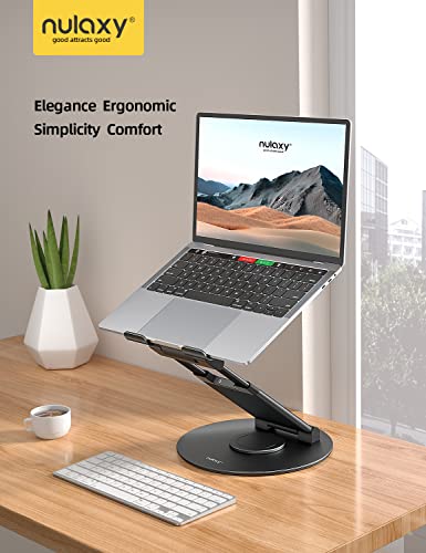 Nulaxy 18" Height Telescopic 360 Rotating Aluminum Laptop Stand Desk, Black | Ergonomic Computer Holder Riser with Heat-Vent, Standing Desk Converter Holds 22 Lbs for Office Desk Use Fits 10-17" Laptops - color: C-Black