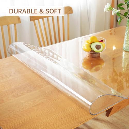 PVC Desk Mat – Waterproof Transparent Tabletop Shield, Anti-Scratch Sheet, Non-Slip Protector | Clear Desk Cover for Kitchen, Dining Area, Living Room, Study Table, Counter, Workstation - color: Transparent 1.0