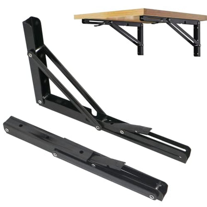 Folding Shelf Brackets 8 inch,Folding Brackets Heavy Duty Max.Load 410lb,DIY Space Saving Wall Mounted Folding Table,Pack of 2 - size: 8 Inch