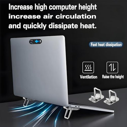 2PCS Laptop Stand Portable,Adjustable Laptop Riser, Ergonomic Cooling Mini Invisible Notebook Stand Riser for Desk Computer Keyboard MacBook Universal 10-17 Inch (Silver) - color: Silver