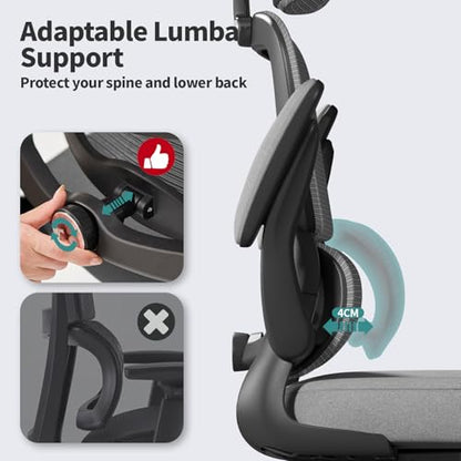 TRALT Office Chair Ergonomic Desk Chair - Gaming Chair with Lumbar Support (1,Dark Grey) - color: Dark Grey