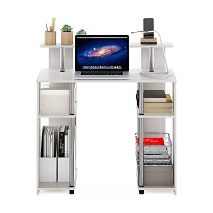 Furinno Jaya Simple Design Computer Writing Desk, White Oak/Stainless Steel - color: White Oak/Stainless Steel