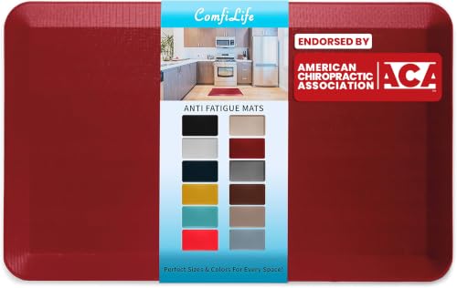 ComfiLife Anti Fatigue Floor Mat – 3/4 Inch Thick Kitchen Mats for Floor, Standing Desk Mat, Kitchen Rug – Comfort at Home, Office – Durable – Stain Resistant – Non-Slip Bottom (20" x 39", Red) - color: Red, size: 20" x 39"