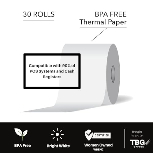 3 1/8” x 230' Thermal Paper Rolls - BPA FREE – MADE IN USA - Receipt paper rolls – Point of Sale Cash Register - Thermal printer paper - Credit Card Paper - for POS systems (1 Case - 30 Rolls)