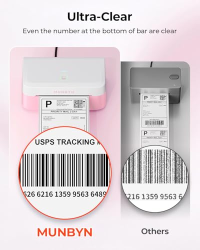 MUNBYN Bluetooth Thermal Label Printer, Wireless 4x6 Shipping Label Printer | Work for Small Business, Compatible with Android, iPhone, Windows, Mac, Chromebook, Print Width 1.57"-4.25" - color: Pink