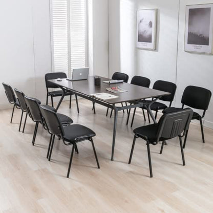 Leather Waiting Room Chairs Stackable Conference Room Chairs No Wheels Office Guest Chair for Reception School Breakroom Banquet Church Lobby (Leather-Cushion,Black,5PCS) - color: Leather-cushion Black