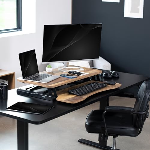 VIVO Reclaimed Wood 32 inch Desk Converter, DESK-V000KP - color: Reclaimed Wood, size: 32"