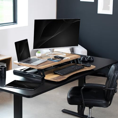VIVO Reclaimed Wood 32 inch Desk Converter, DESK-V000KP - color: Reclaimed Wood, size: 32"