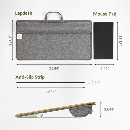 Lap Desk with Soft Cushion and Wrist Rest – Portable Laptop Desk for Bed, Couch & Home Office, Removable Mouse Pad & Anti-Slip Strip for 17 inch Laptop (Large, Wood Pattern) - size: Large