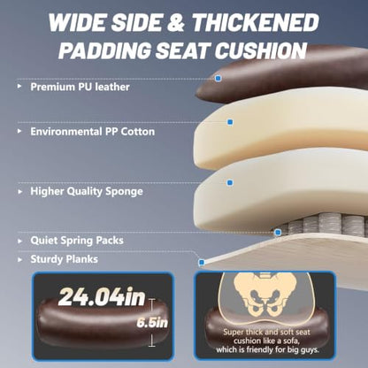 800LBS Big and Tall Office Chair for Heavy People, Heavy Duty Executive Chair with High Back, Extra Wide Seat and Adjustable Lumbar, Large Computer Desk Chair Comfortable for Home Office - color: Brown