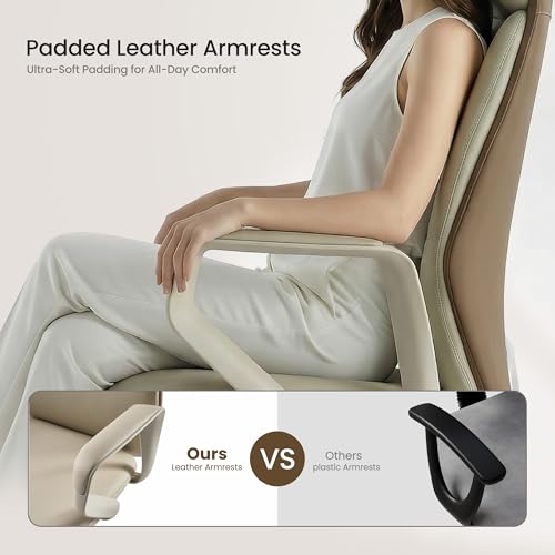 EUREKA ERGONOMIC Aric Executive Office Chair, High Back PU Leather Desk Chair with Lumbar Support, Professional Modern Home Office Chair with Large Headrest & 3-Position Recline(Pack of 10, Beige) - size: Pack of 10