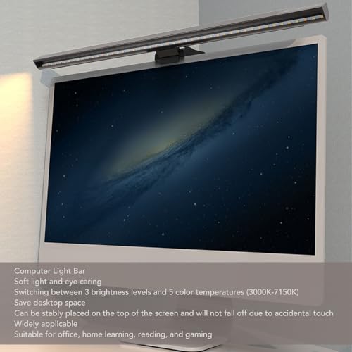 Computer Light Bar USB Powered LED Screen Light, Dimmable Display Lamp with 15 Lighting Modes Touch Control, Asymmetric Eye Protection for Home Office Gaming Desk