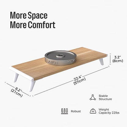 loukin Monitor Stand Riser for Desk, 22.4" × 8.2" Computer Stand, Wood