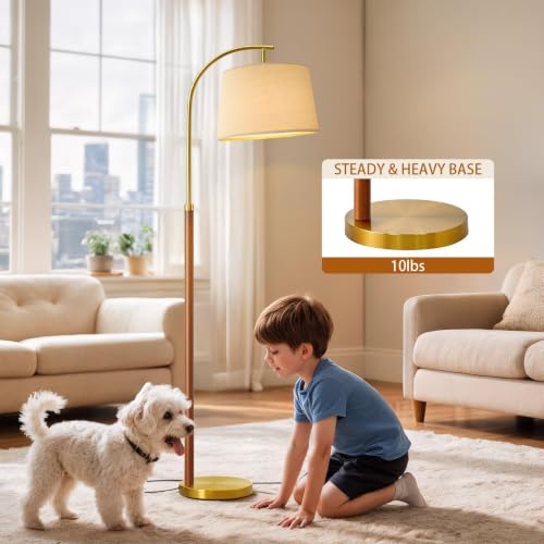 62.5" Gold Floor Lamp for Living Room Dimmable Standing Lamp with Remote - color: Red & Gold