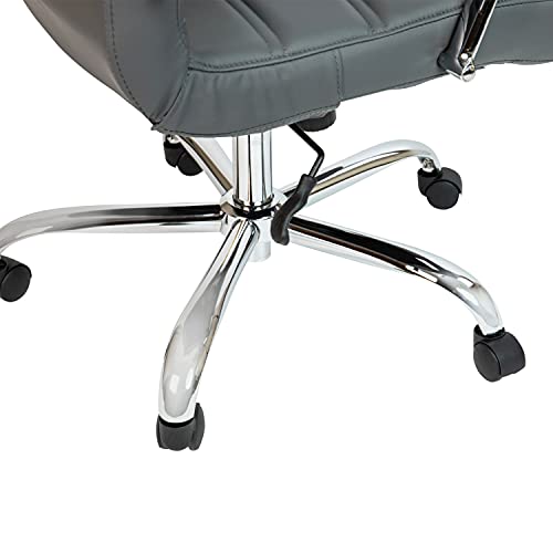 Flash Furniture LeatherSoft Executive Office Chair, Gray/Chrome | 360° Swivel, Height Adjustable, Commercial Grade - color: Gray Leathersoft/Chrome Frame