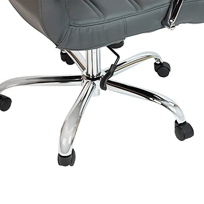 Flash Furniture LeatherSoft Executive Office Chair, Gray/Chrome | 360° Swivel, Height Adjustable, Commercial Grade - color: Gray Leathersoft/Chrome Frame