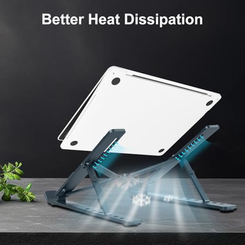 Ergonomic and Foldable Laptop Stand for Desk, Adjustable Riser, Fits All Laptops and Notebooks up to 17,Ultra-Thin,Ventilated Cooling,ABS+Silicone,Grey. - color: Grey