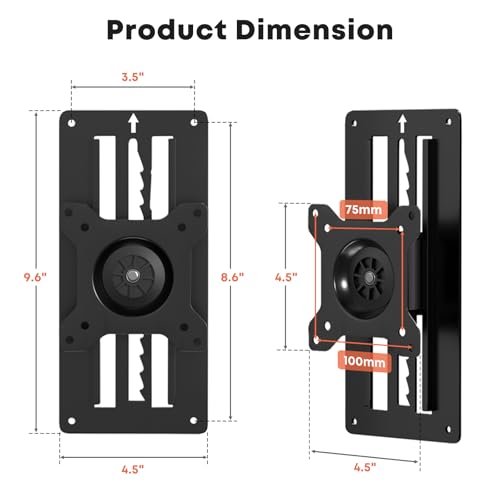 PUTORSEN Premium Height Adjustable Monitor Wall Mount up to 35 inch Ultrawide Screen, Low Profile VESA Wall Mount Monitor Holds up to 22 lbs, Full Motion Computer Monitor Mount, VESA 75/100, Black