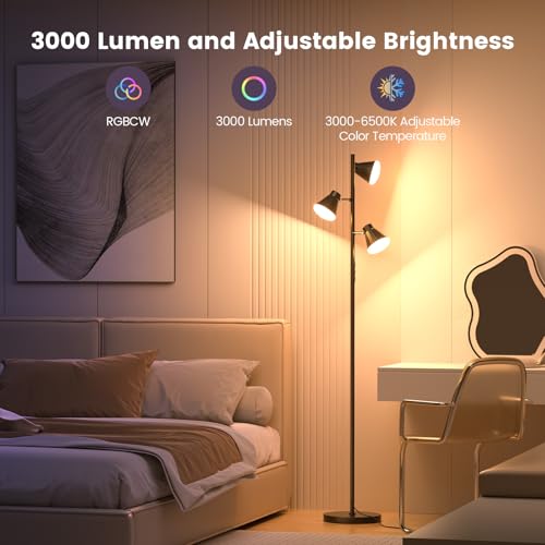 SIBRILLE 36W LED Tree Floor Lamp with Remote for Living Room Bedroom - color: RGB (Red, Green, Blue)