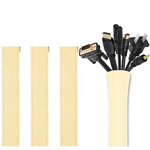 JOTO 4 Pack Cable Management Sleeve 19-20 Inches -Beige - color: Beige, size: 4 Pack, 20 Inches