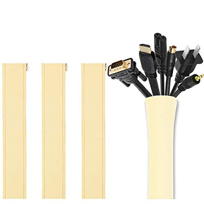 JOTO 4 Pack Cable Management Sleeve 19-20 Inches -Beige - color: Beige, size: 4 Pack, 20 Inches