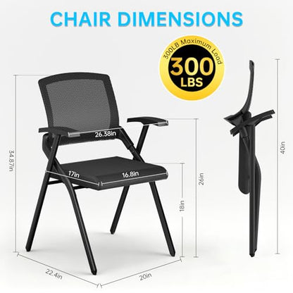 Folding Office Chair with Cushion, Stackable Chair with Breathable Mesh Back for Conference Guest Reception, Seminar Training Classroom - color: Folding Chair No Wheels