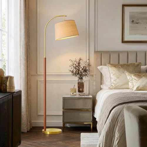 Real Wood Floor Lamps for Living Room Bedroom 62.5" Mid Century Modern Lamp - color: Gold & Red