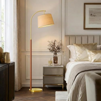 Real Wood Floor Lamps for Living Room Bedroom 62.5" Mid Century Modern Lamp - color: Gold & Red