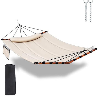 TegerDeger 12FT 2 Person Hammock with Stand V-Shape Spreader Bar - Beige - color: Beige