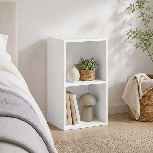 2-Tier Bookcase, Cube Bookshelf, Book Shelf, Cube Storage Organizer with Open Shelves, 9 x 12 x 21, for Living Room, Home Office, Bedroom, White - color: White, size: 2 Tier