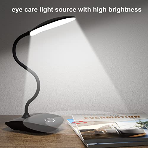 DEEPLITE LED Desk Lamp Battery Operated Lights Cordless Rechargeable Lamp, Flexible Gooseneck Portable Light for Bed Craft Nail Home Office, Eye-Caring Dimmable Small Desk Lamp Wireless Reading Lamp - color: Black, size: 2 Pack